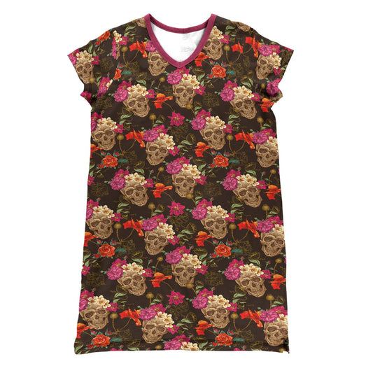 Skull Pajabears® V-Neck Nightshirts Charming Flower Tl10