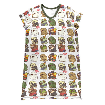 Pug Pajabears® V-Neck Nightshirts Adorable Spooky Tl10