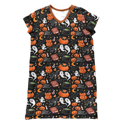 Halloween Pajabears® V-Neck Nightshirts Spooky Pumpkin Tl10