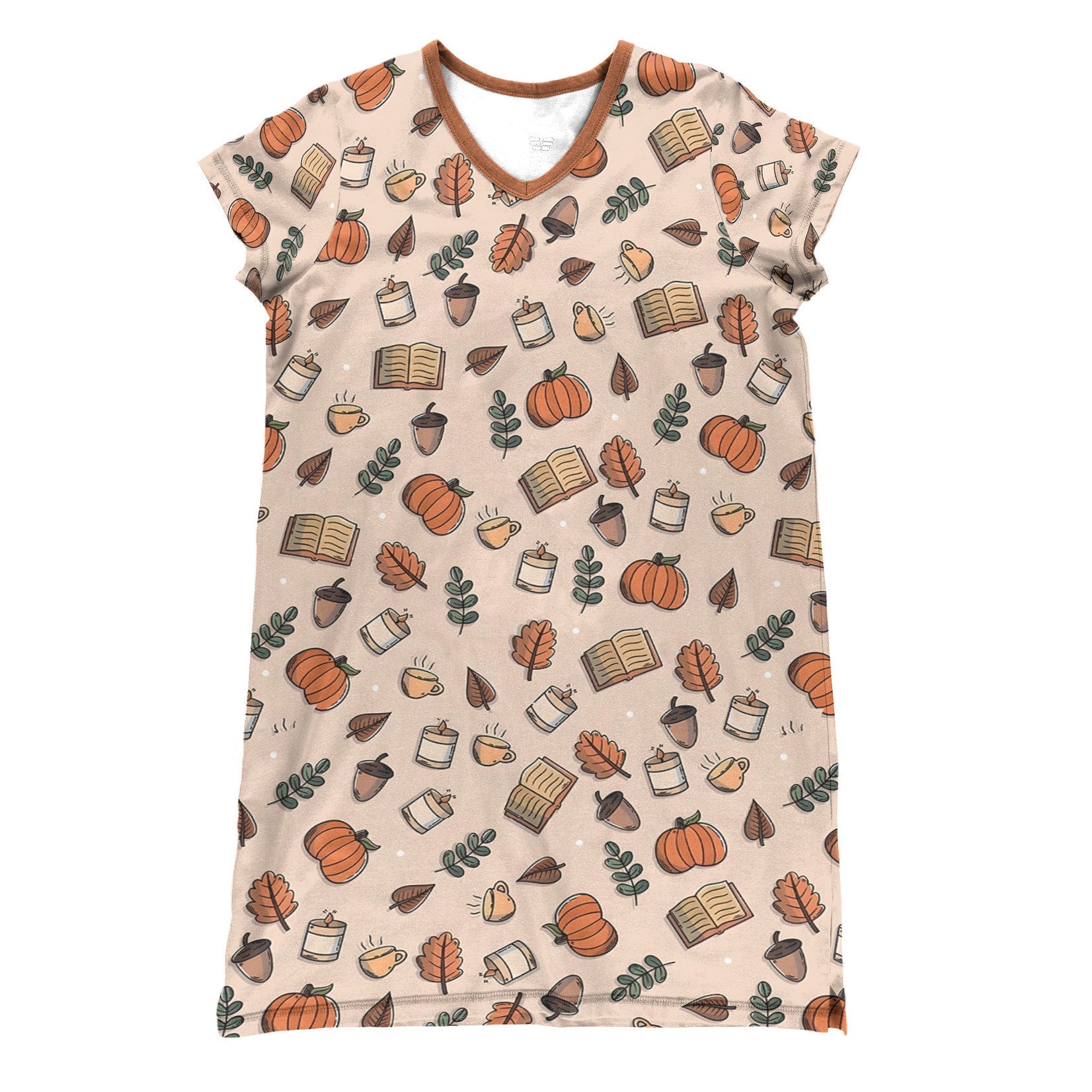 Pumpkin Pajabears® V-Neck Nightshirts Fall Mood Tl10