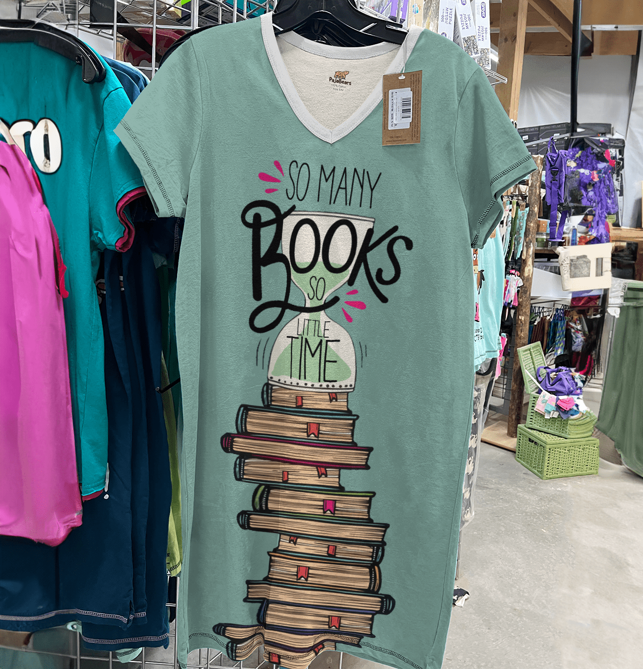 Reading Pajabears® V-Neck Nightshirt So Many Books Qd5 Nightshirts