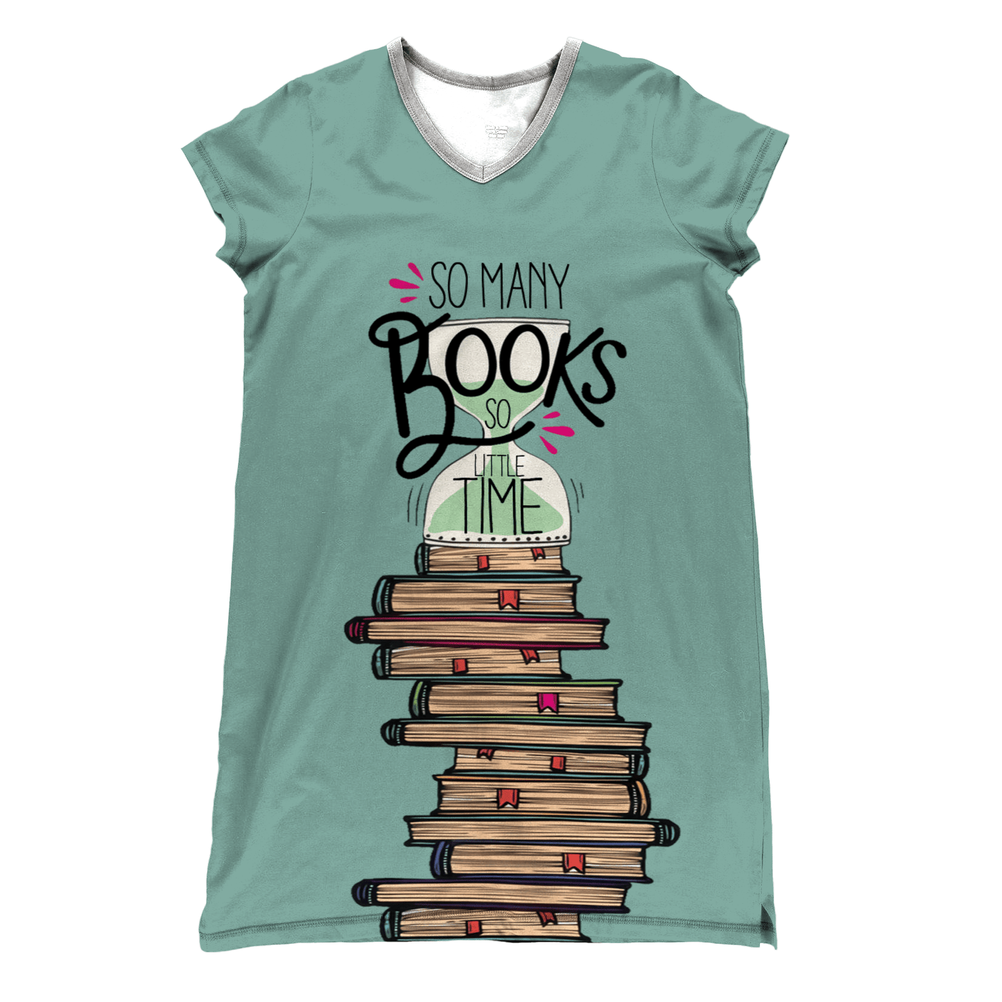 Reading Pajabears® V-Neck Nightshirt So Many Books Qd5 Nightshirts