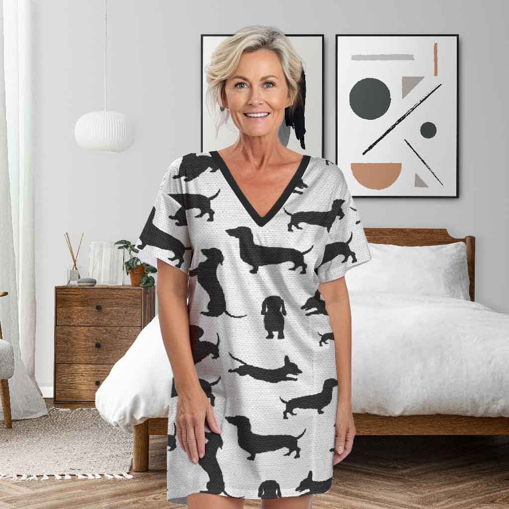 Dachshund Pajabears® V-Neck Women’s Nightshirts Lover Qa55