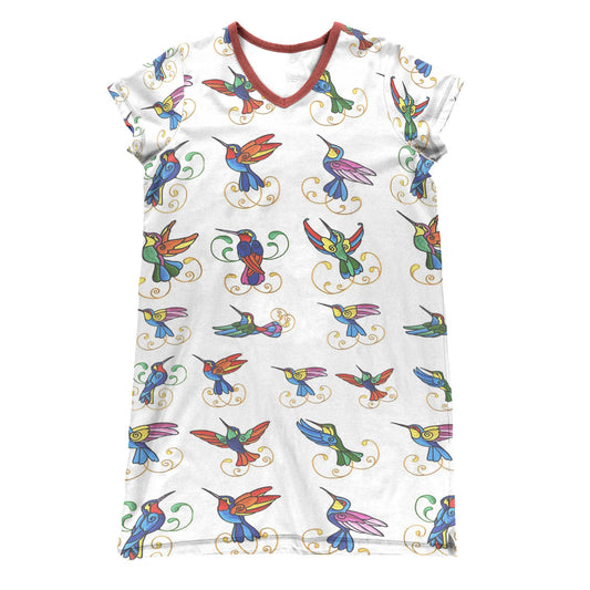 Hummingbird Pajabears® V-Neck Nightshirts Traditional Ethnictl10