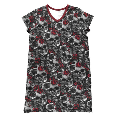 Skull Pajabears® V-Neck Nightshirts Exotic Rose Tl10