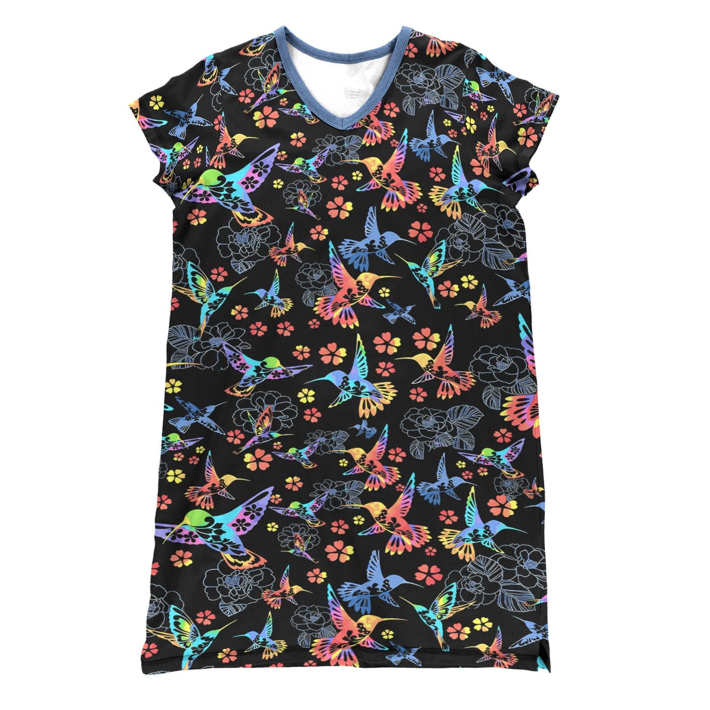 Hummingbird Pajabears® V-Neck Nightshirts Lively Flowers Tl10