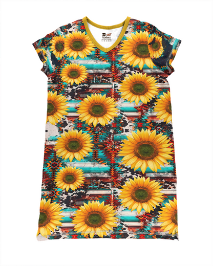 Native American Pajabears® V-Neck Nightshirts Glowing Sun Flowers Tl10