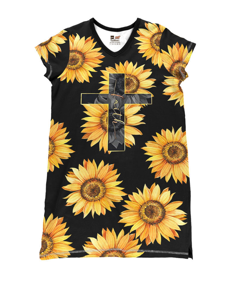 God Sunflower Pajabears® V-Neck Nightshirt Faith Tl10 Nightshirts