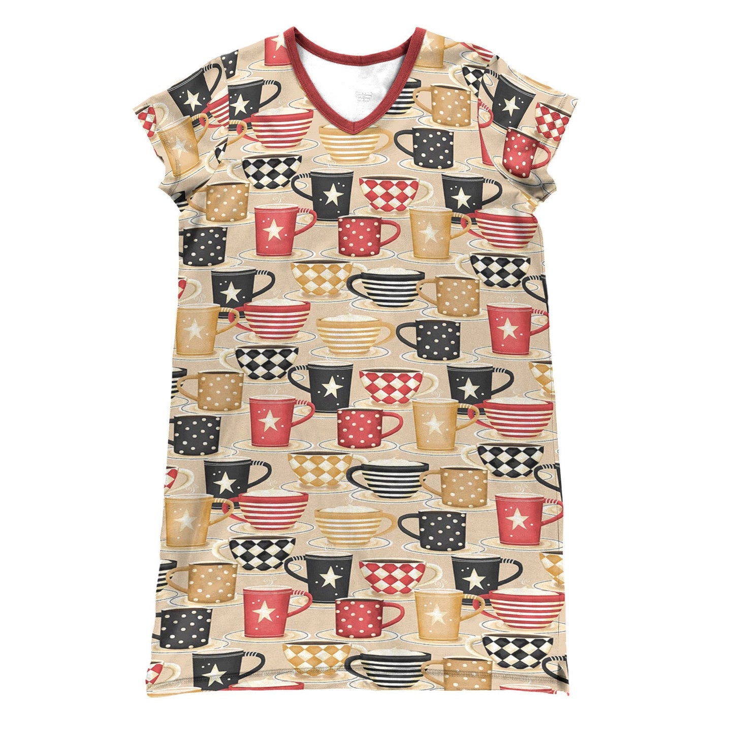 Coffee Pajabears® V-Neck Cozy Cups Nightshirts Tl10