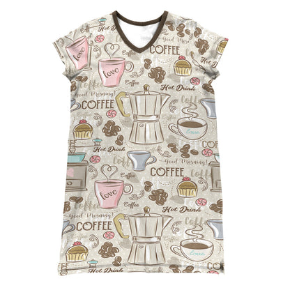 Coffee Big Love Pajabears® V-Neck Nightshirts Tl10