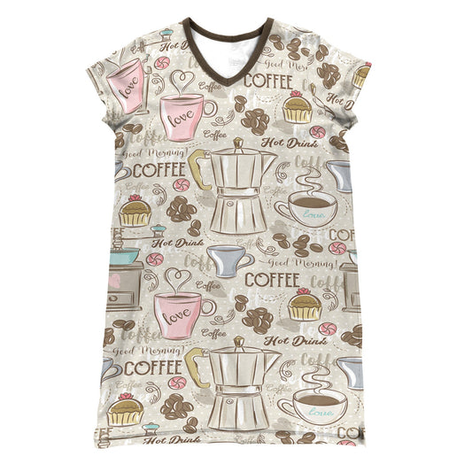 Coffee Big Love Pajabears® V-Neck Nightshirts Tl10