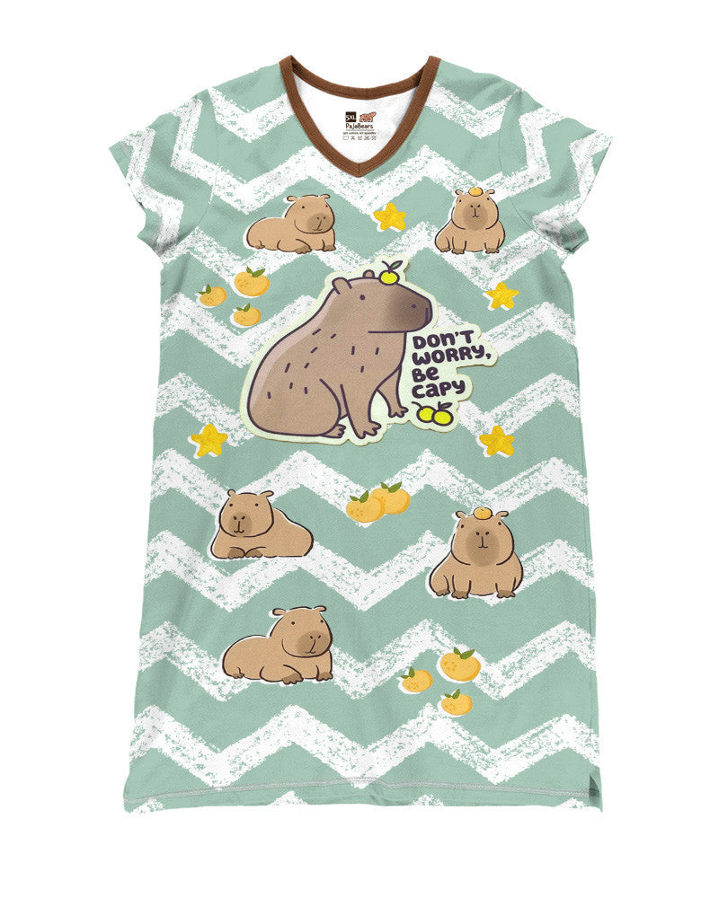 Capybara Pajabears® V-Neck Nightshirts Lover Nl09