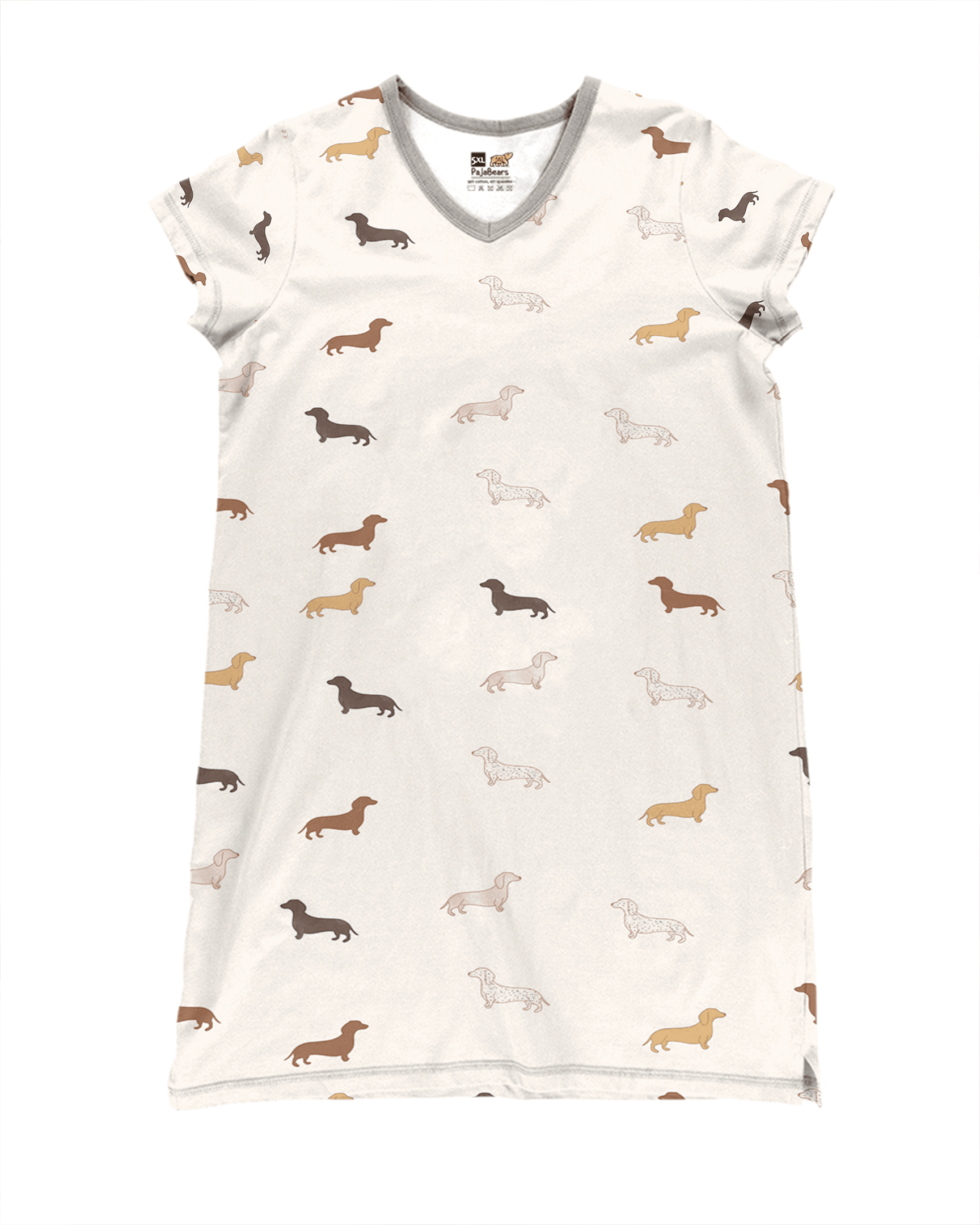 Dachshund Pajabears® V-Neck Nightshirts Simple Tl10