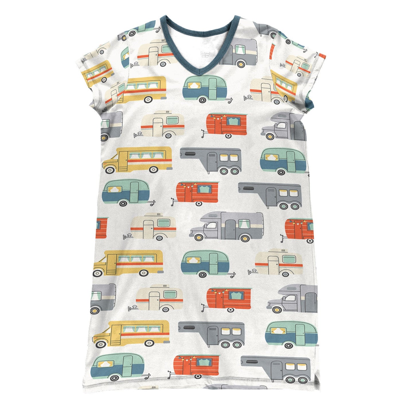 Camping Pajabears® V-Neck Nightshirts Colorful Road Homes Tl10