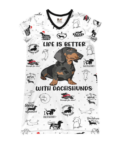 Dachshund Pajabears® V-Neck Nightshirts Life Is Better With Dachshunds Tl10