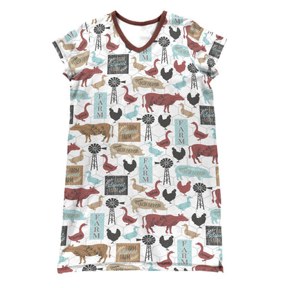 Animal Pajabears® V-Neck Nightshirts Farm Friends Tl10