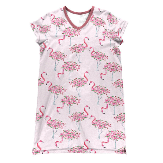 Flamingo Pajabears® V-Neck Nightshirts Flower Covered Tl10