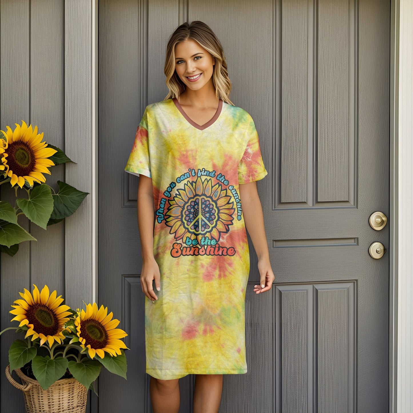 Hippie Pajabears® V-Neck Nightshirts Sunshine Nl09