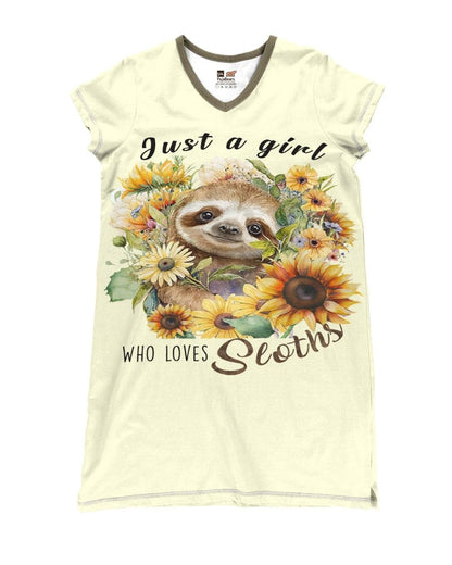 Sloth Pajabears® V-Neck Nightshirts Lovers Nk07