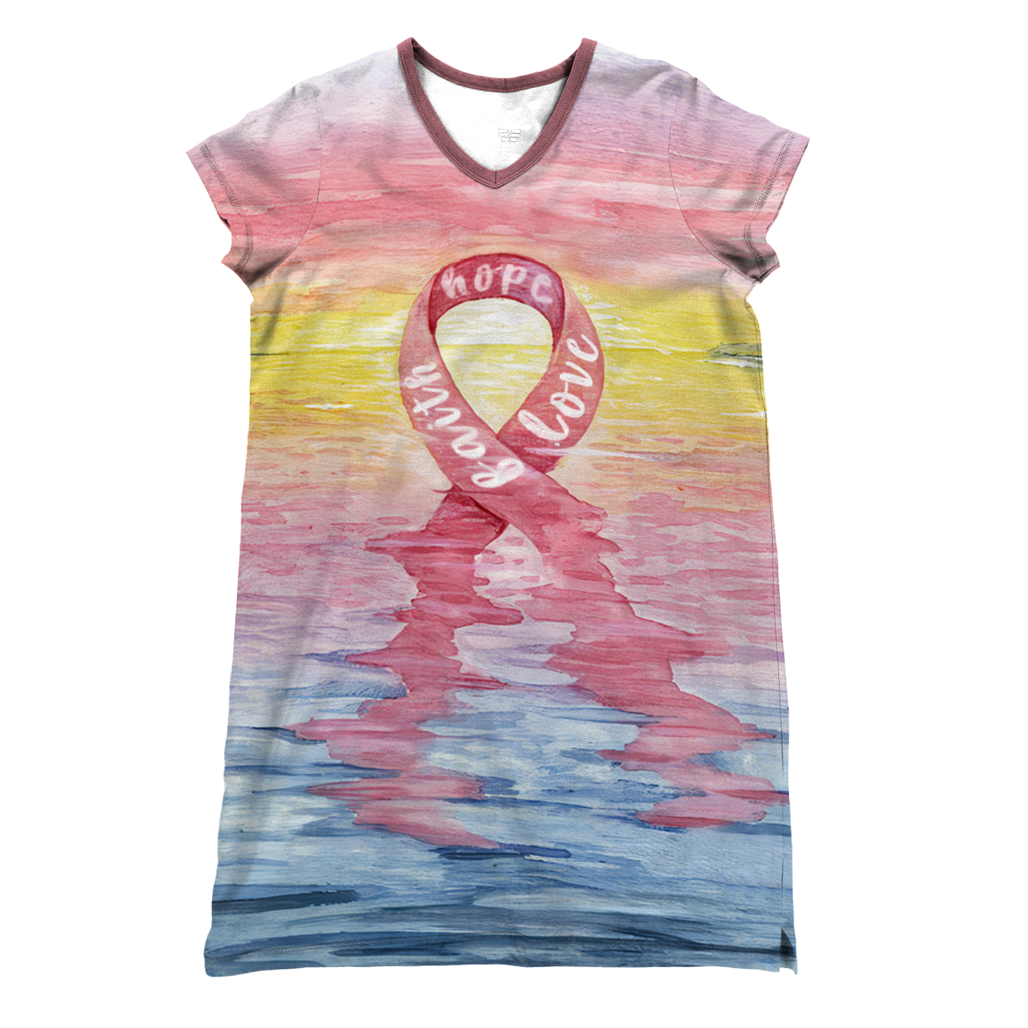 Breast Cancer Awareness Pajabears® V-Neck Women’s Nightshirts Faith Hope Love Qd5