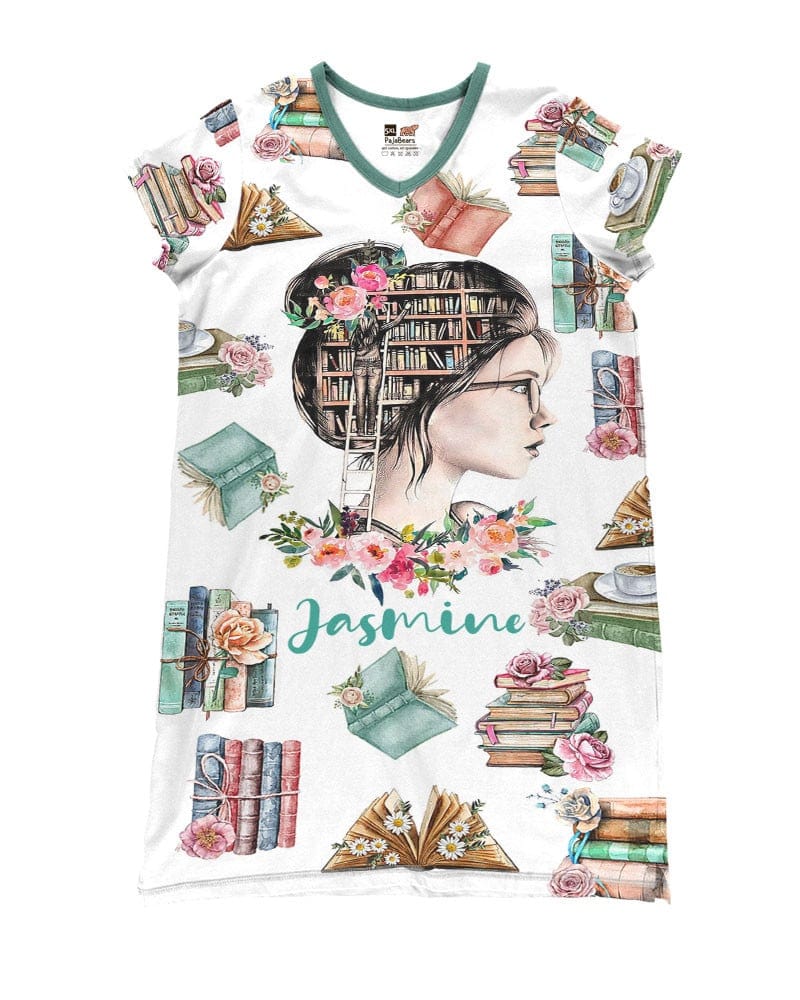 Reading Pajabears® V-Neck Nightshirts Just A Girl Who Loves Books Tl10 S / Green