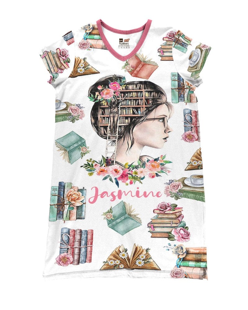 Reading Pajabears® V-Neck Nightshirts Just A Girl Who Loves Books Tl10 S / Pink