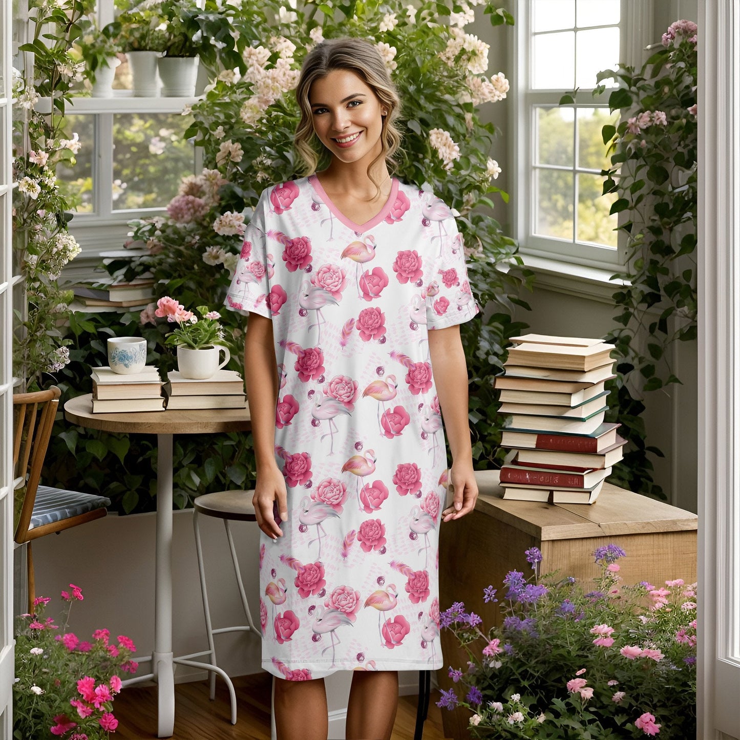 Flamingo Pajabears® V-Neck Nightshirts Gorgeous Roses Tl10