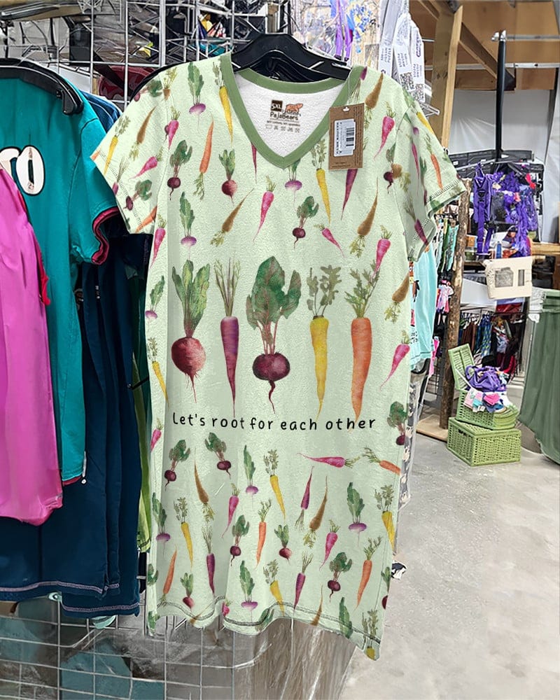 Vegetables Pajabears® V-Neck Nightshirts Veggie Garden Nk07