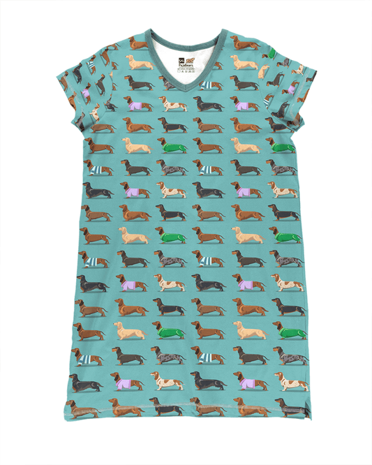 Dachshund Pajabears® V-Neck Nightshirts Sleek Tl10