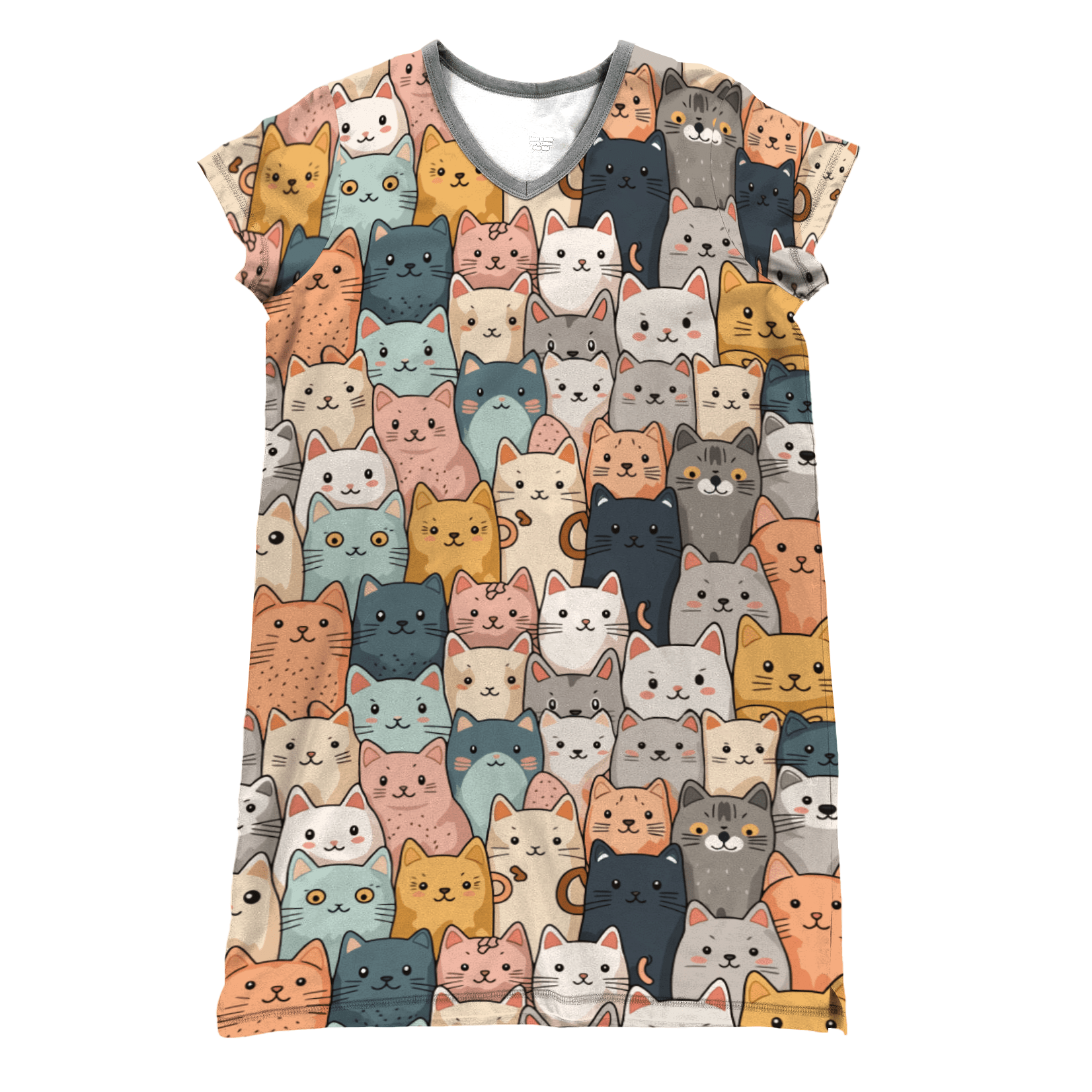 Cat Pajabears® V-Neck Nightshirts Cute Pattern Qd5