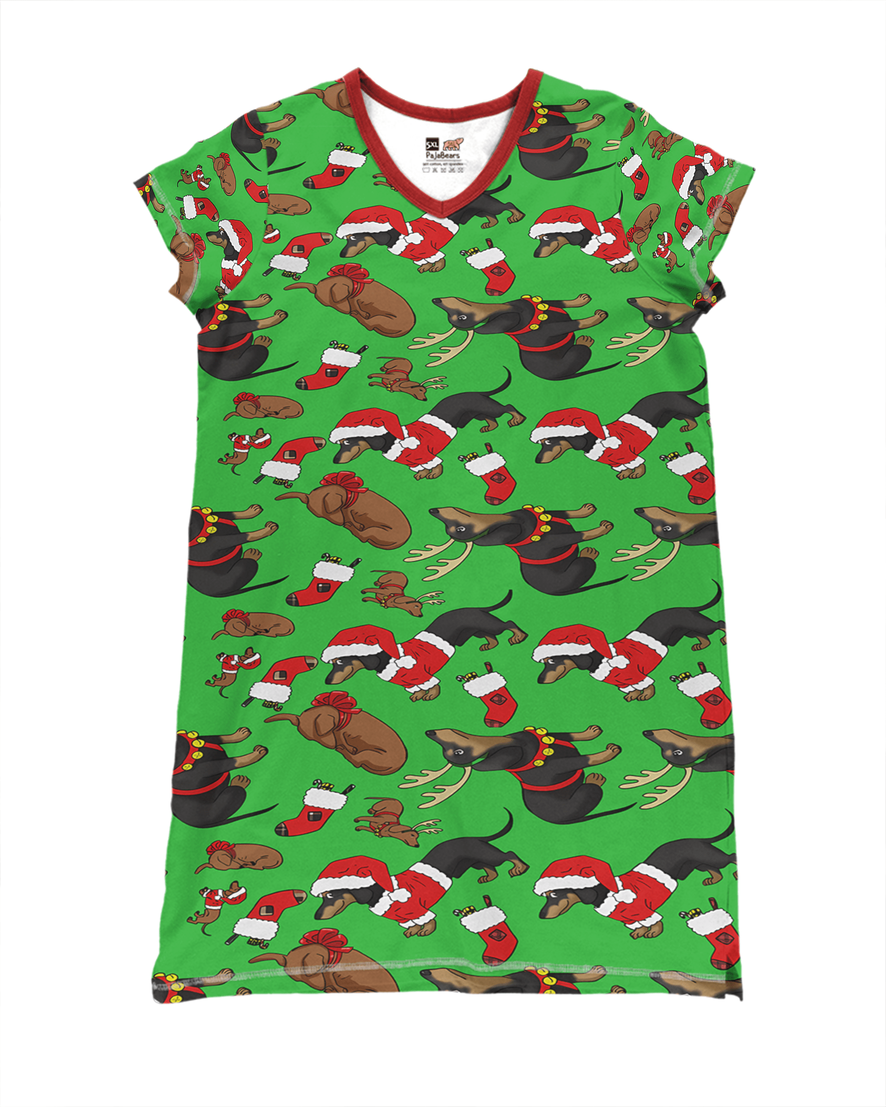 Dachshund Pajabears® V-Neck Nightshirts Chirstmas Tl10