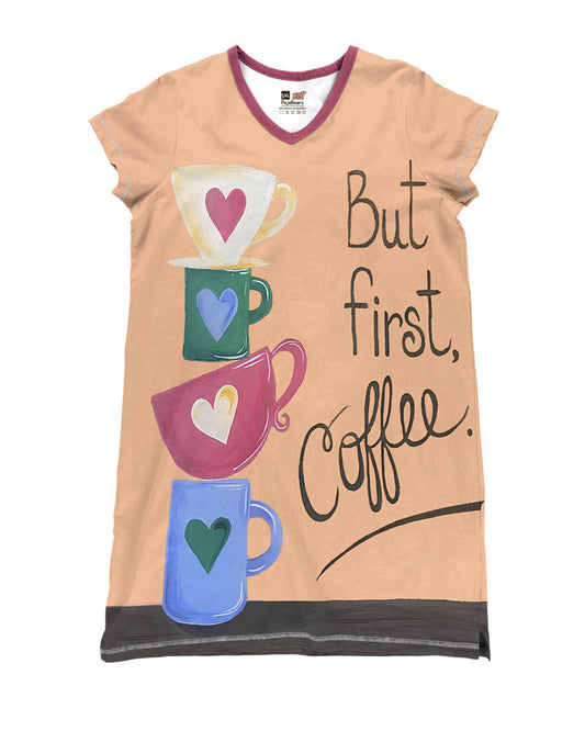 Coffee Pajabears® V-Neck Nightshirts Lover Lk8 Nightshirt