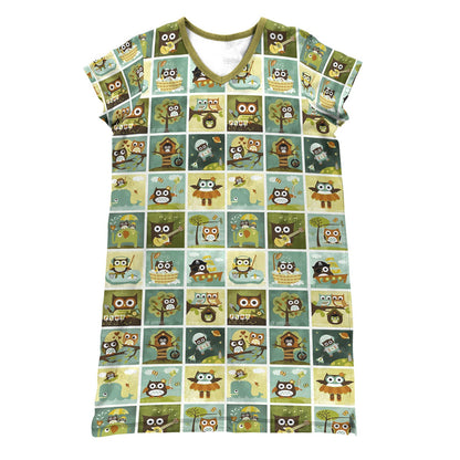 Owl Quilting Pajabears® V-Neck Green Animation Tl10