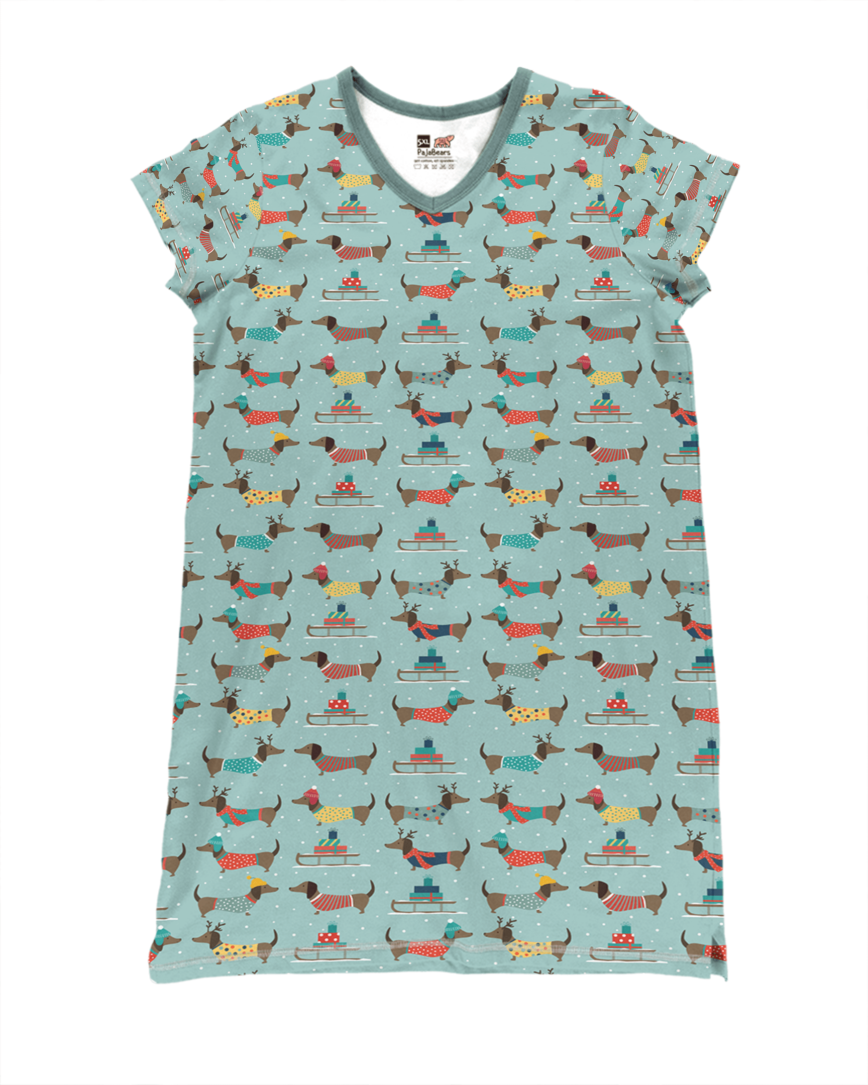 Dachshund Pajabears® V-Neck Nightshirts Snuggly Tl10