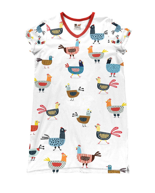 Chicken Pajabears® V-Neck Nightshirts Cute Vintage Mn8