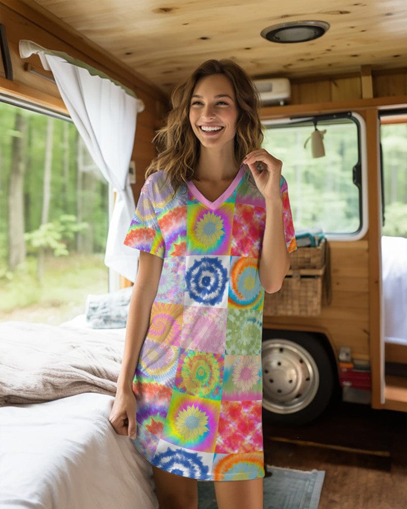 Tie Dye Pattern Pajabears® V-Neck Nightshirt Hm8 Nightshirts