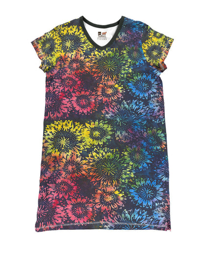 Rainbow Tie Dye Sunflower Pajabears® V-Neck Nightshirt Hm8 Nightshirts