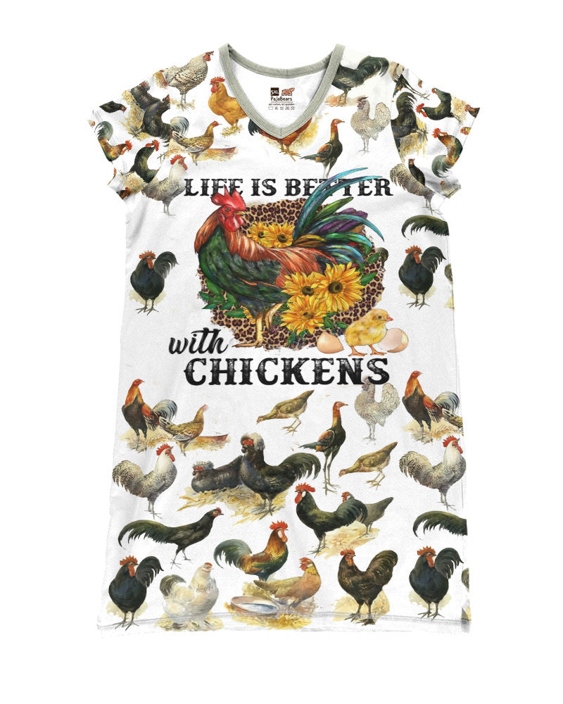 Chicken Pajabears® V-Neck Life Is Better With Chickens Ho3