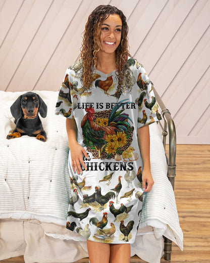 Chicken Pajabears® V-Neck Life Is Better With Chickens Ho3