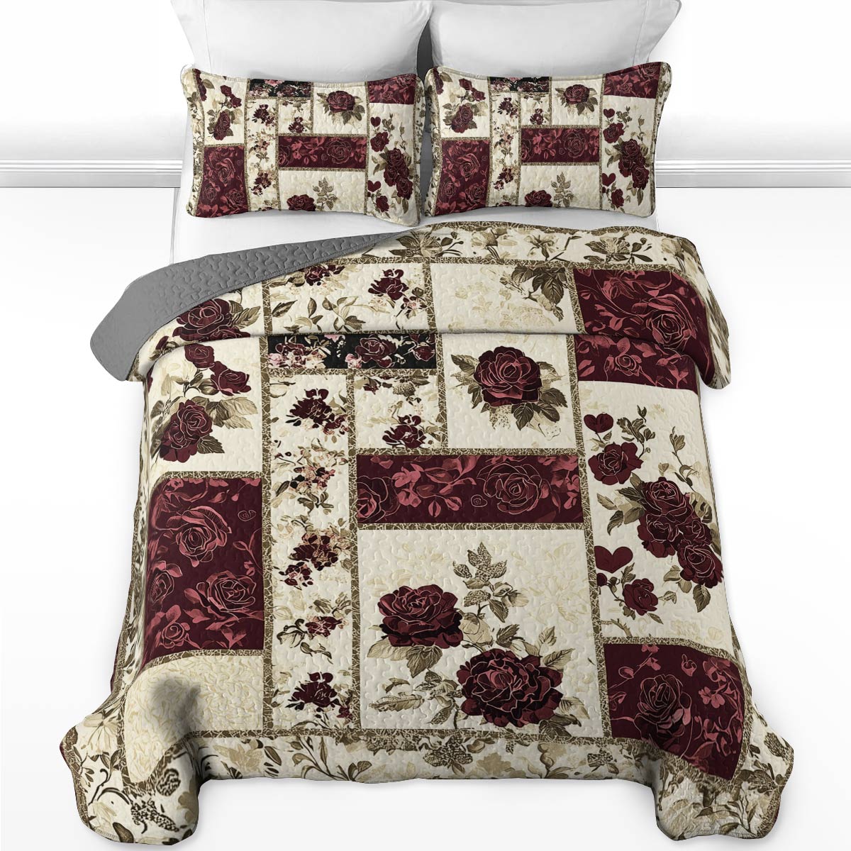 Shineful All Season Quilt 3-teiliges Set - Vintage Rose Elegance