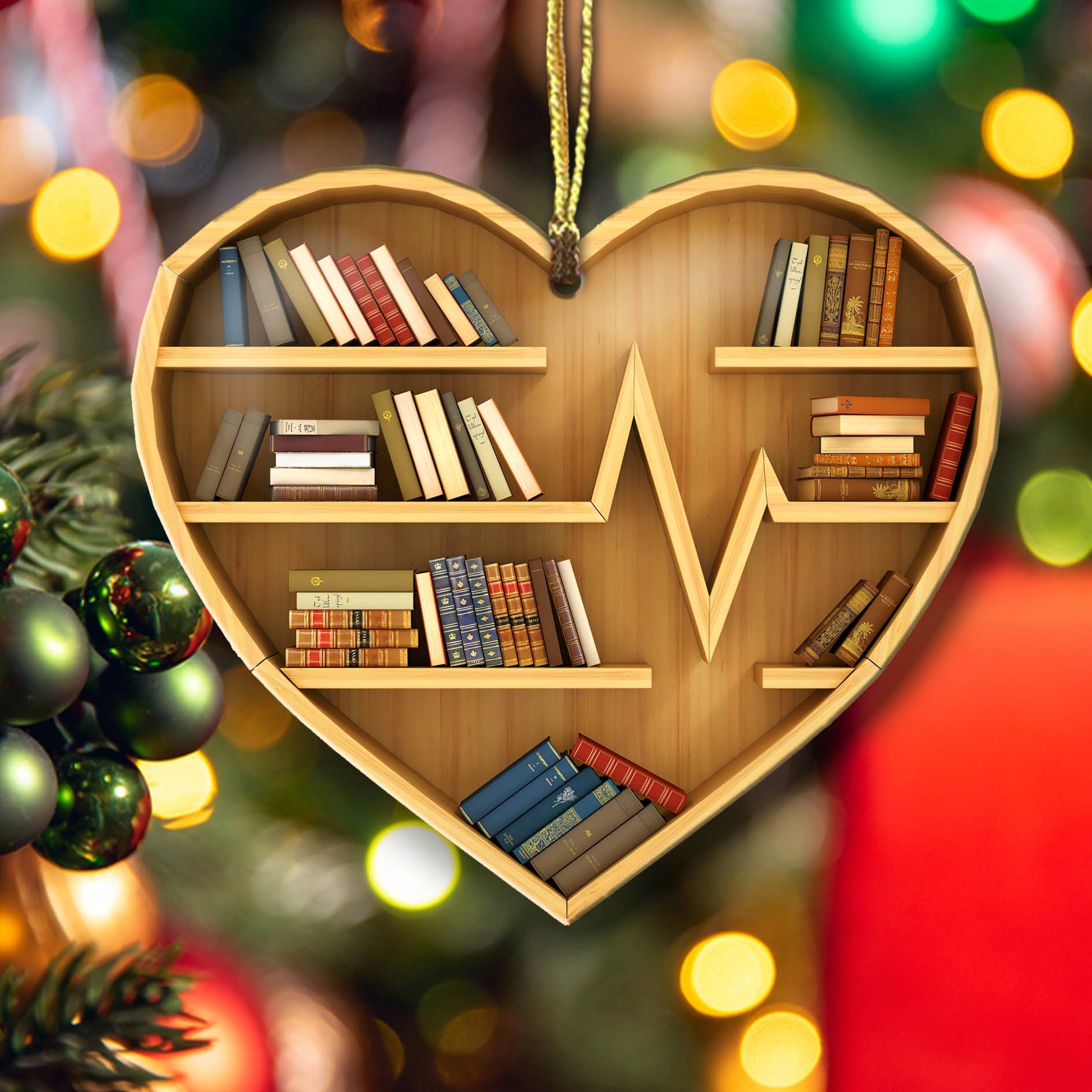 Book Lover Shineful® Personalized Decoration Ornament Heart Of Bookshelf