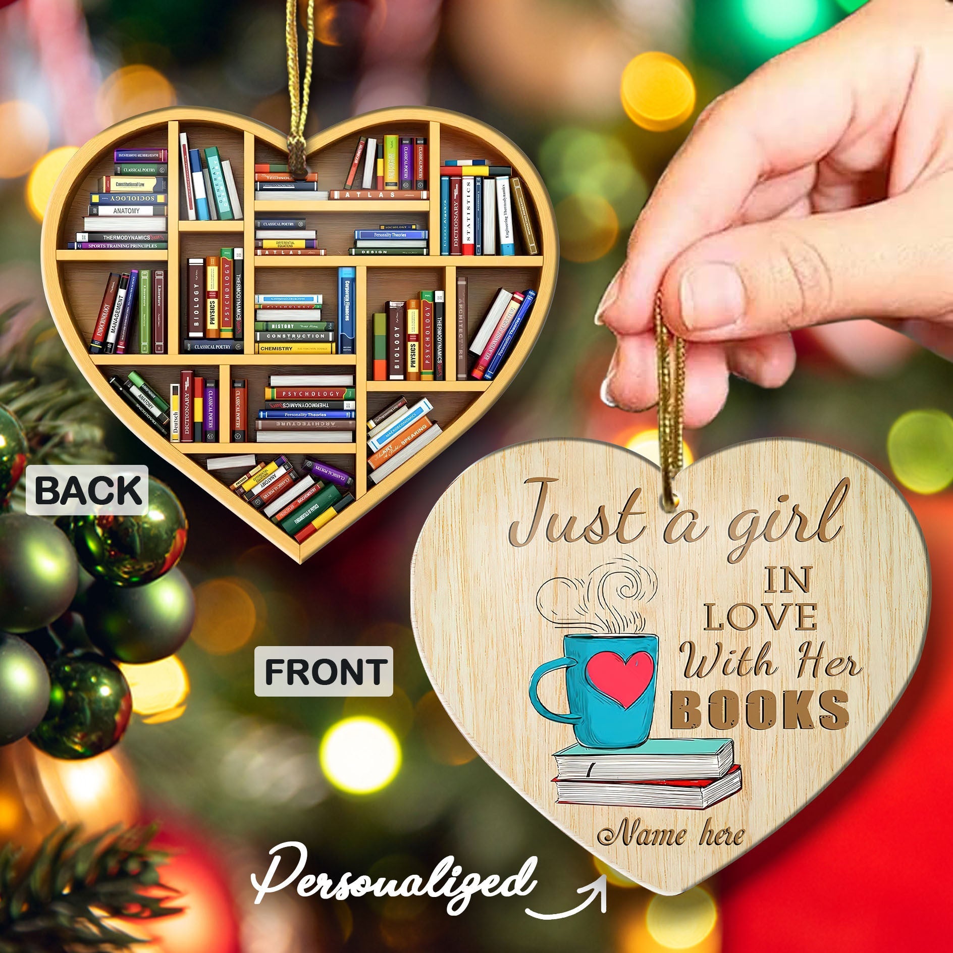 Book Lover Shineful® Personalized Decoration Ornament Heart Of Bookshelf