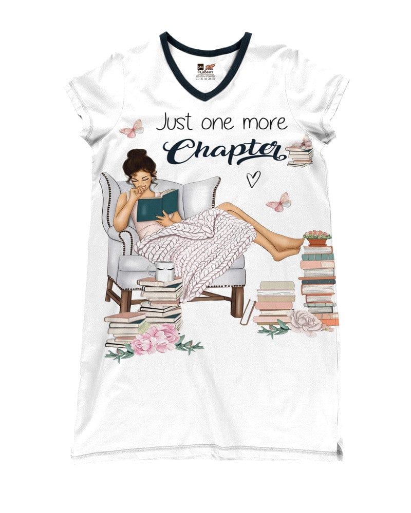 Reading Shineful® V-Neck Women’s Nightshirts Just One More Chapter Mn8 White / S