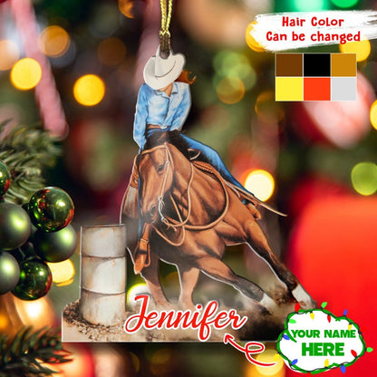 Barrel Racing Shape Ornament Personalized Rodeo Girl