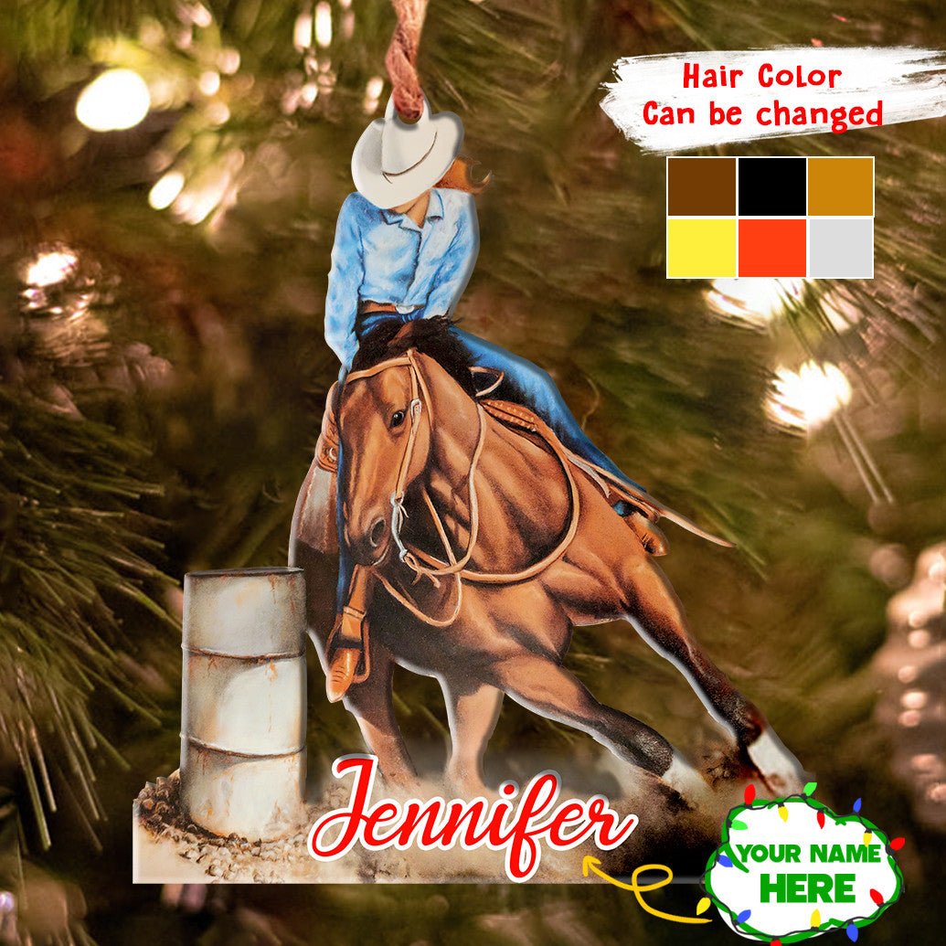 Barrel Racing Shape Ornament Personalized Rodeo Girl