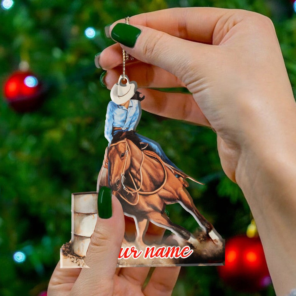 Barrel Racing Shape Ornament Personalized Rodeo Girl Black