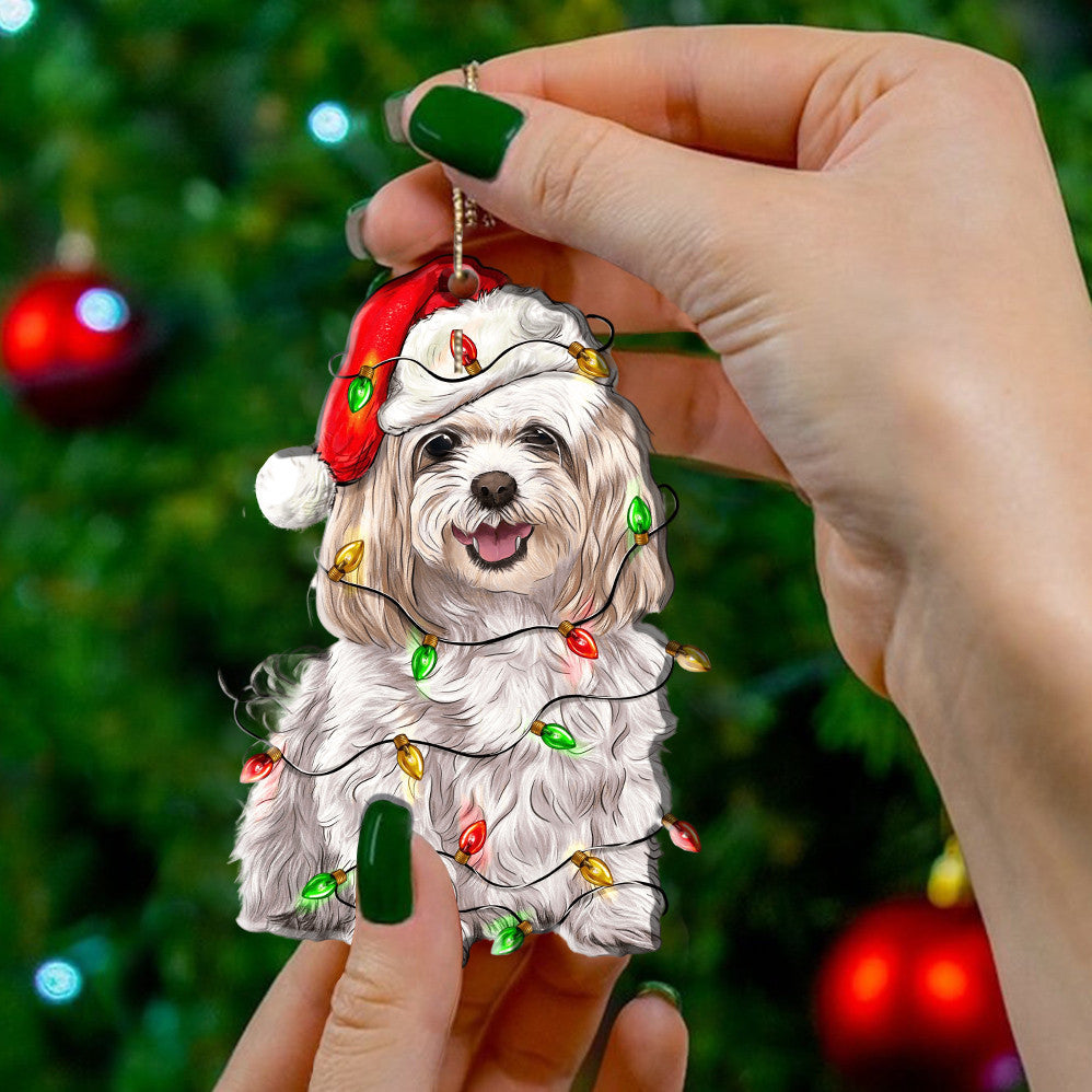 Maltese Dog Shape Ornament Cute Christmas