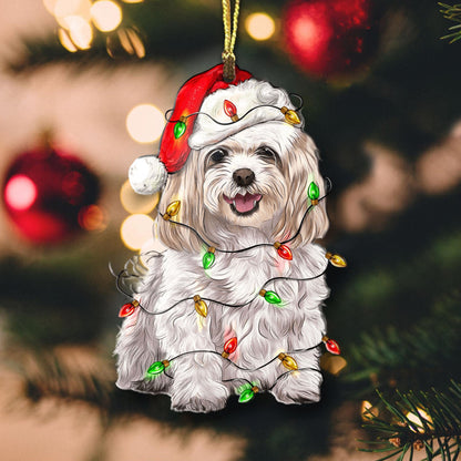 Maltese Dog Shape Ornament Cute Christmas