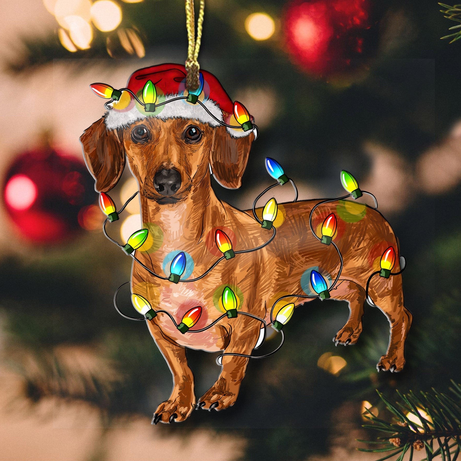 Dachshund Dog Shape Ornament Christmas Cute Wiener Lv01