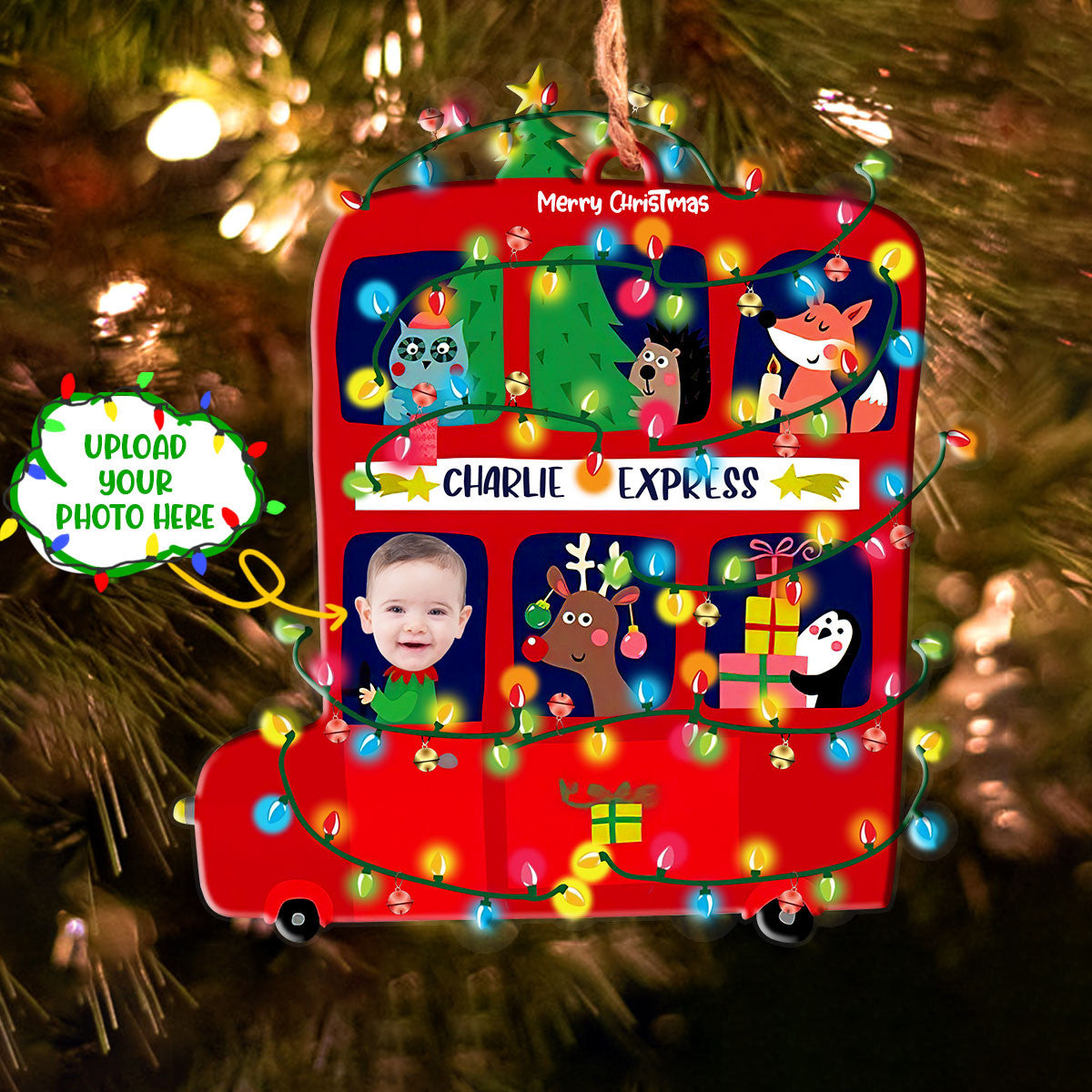 Personalized Photo Christmas Shineful® Acrylic Decoration Ornament Merry